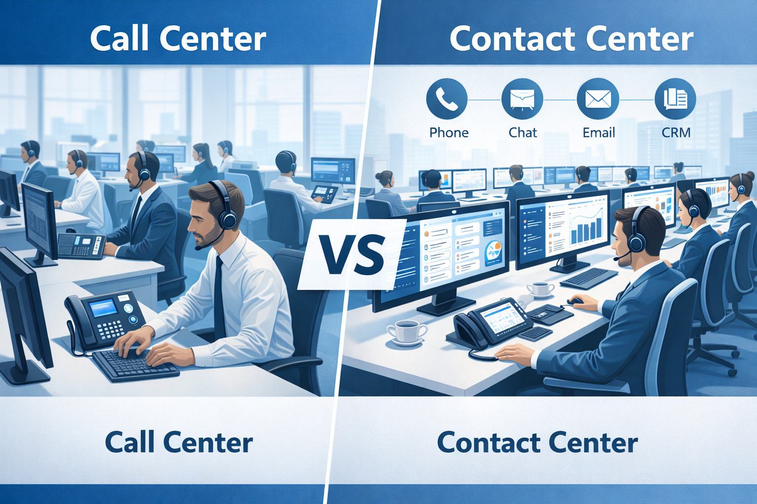 Contact center khác gì call center?