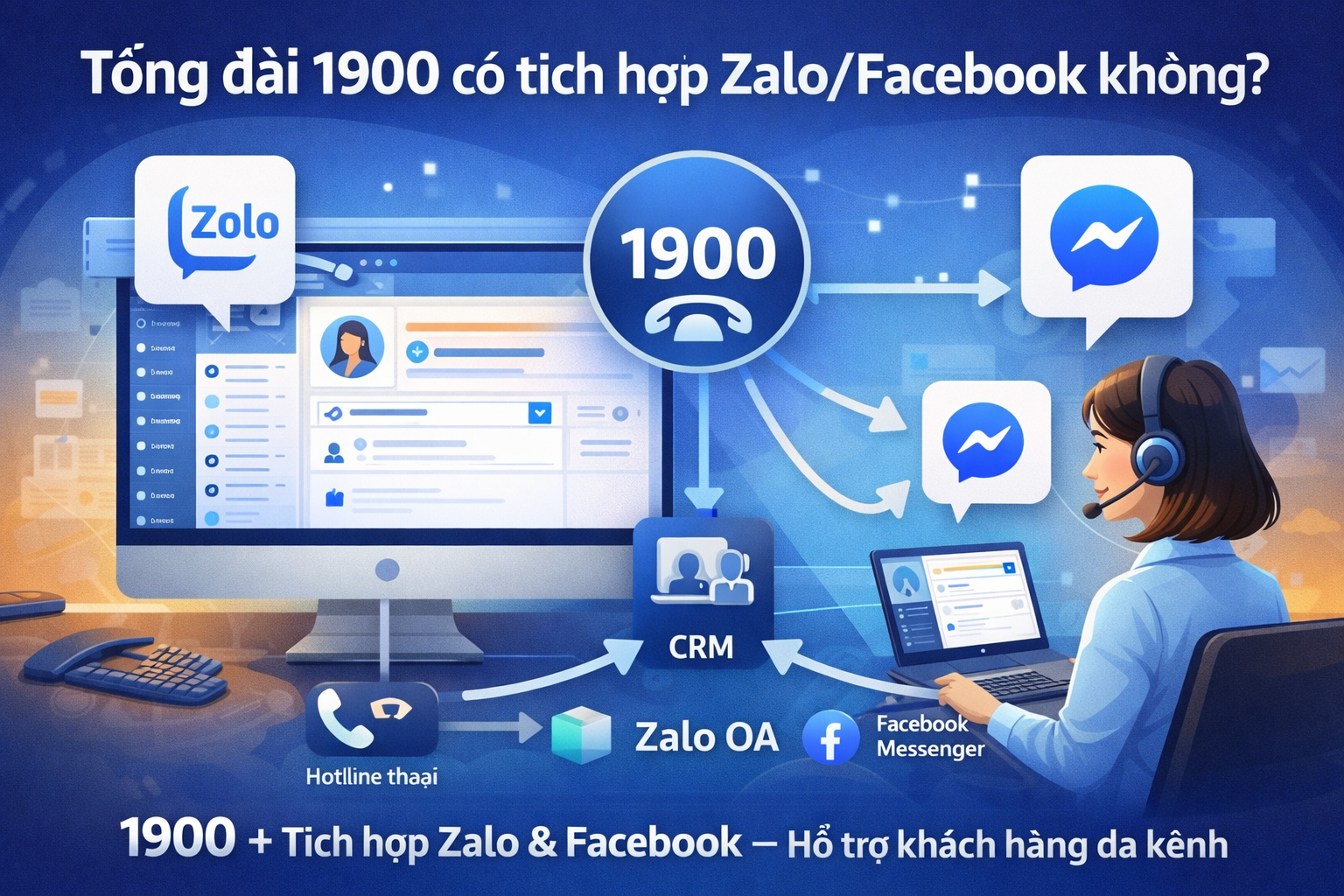 Tổng đài 1900 có tích hợp Zalo/Facebook không?