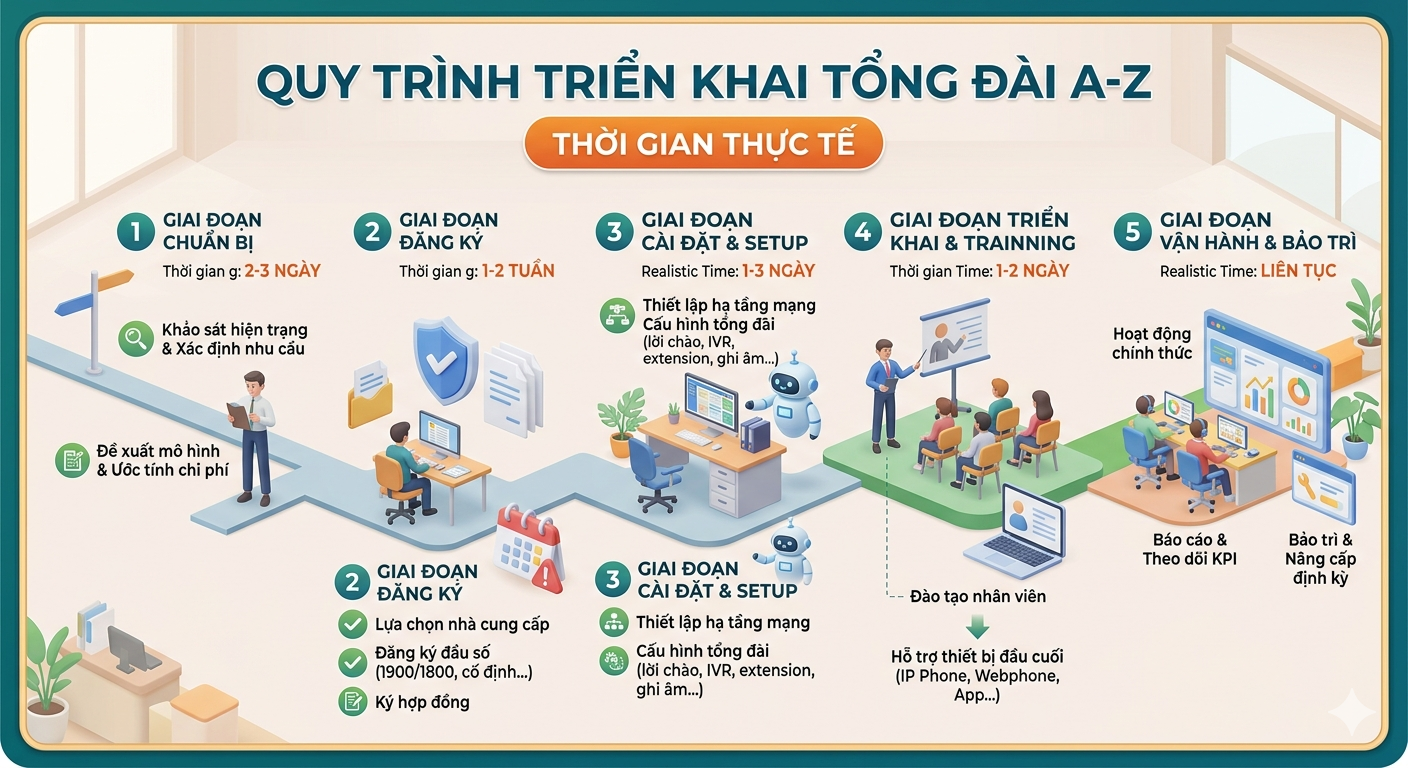Triển khai tổng đài mất bao lâu? Thời gian thực tế từ A-Z