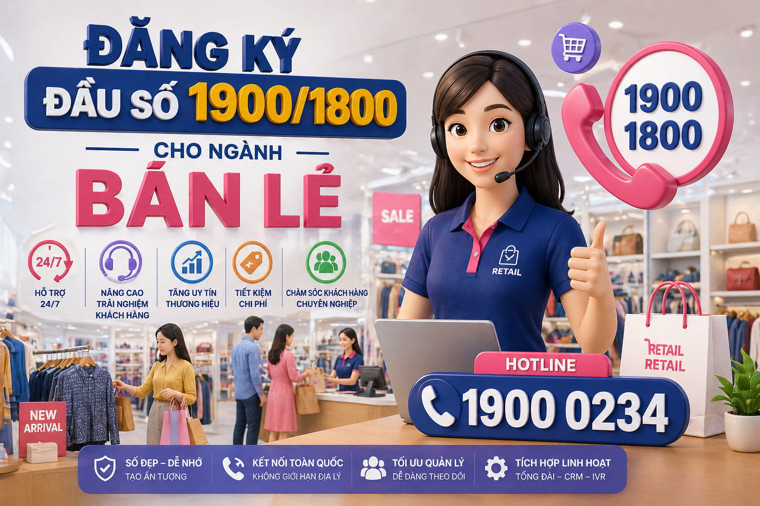 Đăng ký đầu số 1900/1800 cho ngành bán lẻ uy tín