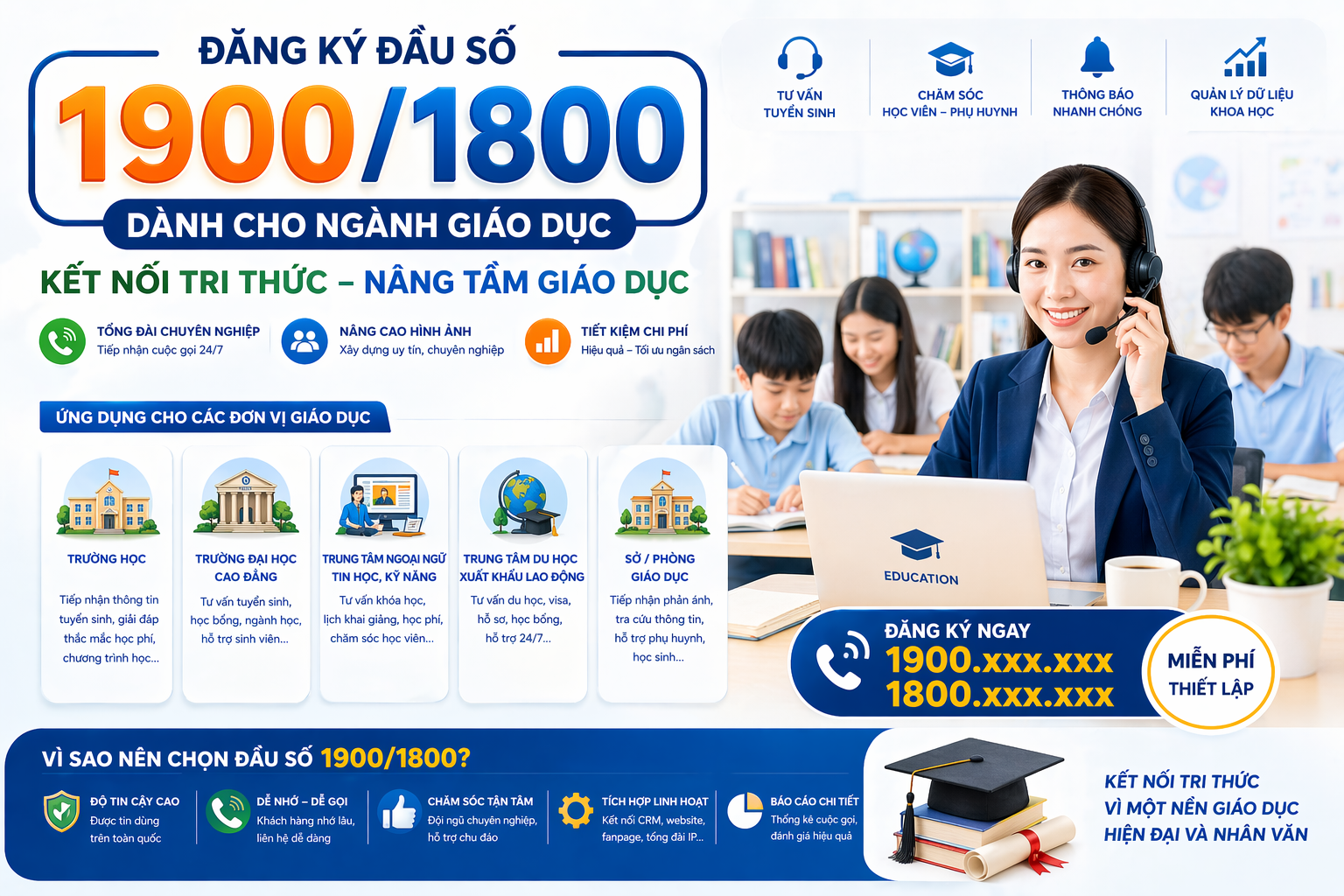 Đăng ký đầu số 1900/1800 cho ngành giáo dục