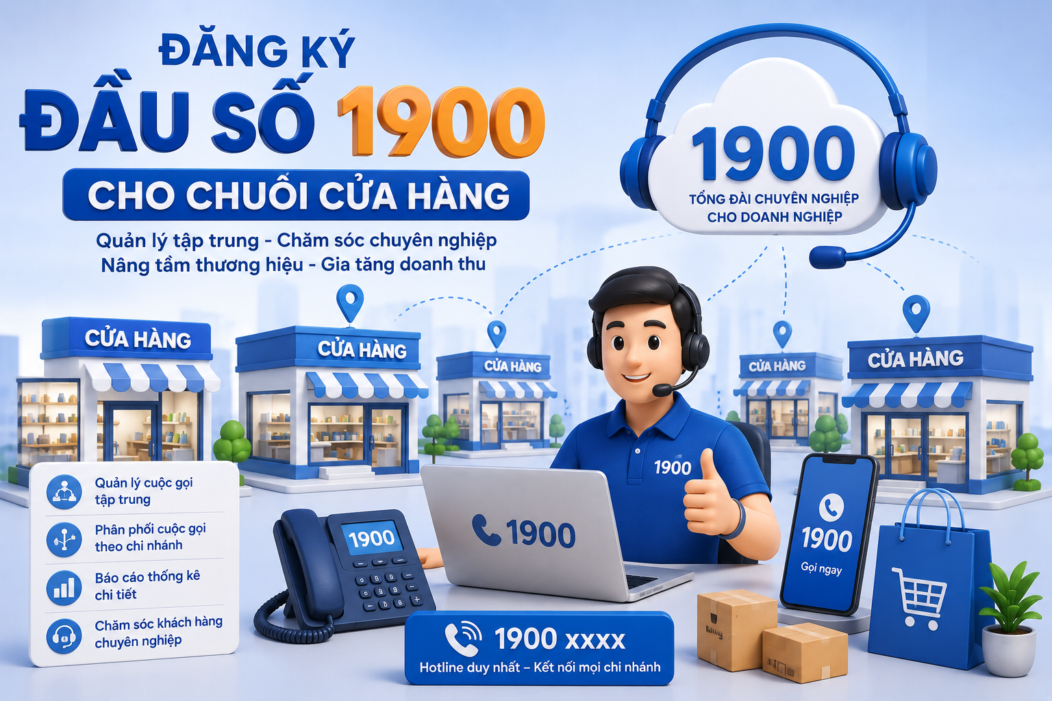 Đăng ký đầu số 1900 cho chuỗi cửa hàng